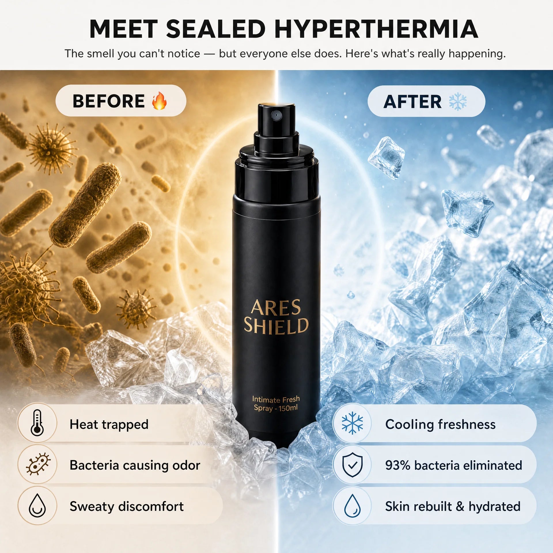 ARES Shield - antibakteriel intim beskyttelsesspray til mænd